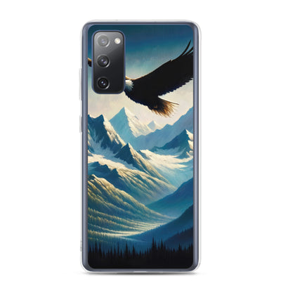 Ölgemälde eines Adlers vor schneebedeckten Bergsilhouetten - Samsung Schutzhülle (durchsichtig) berge xxx yyy zzz Samsung Galaxy S20 FE
