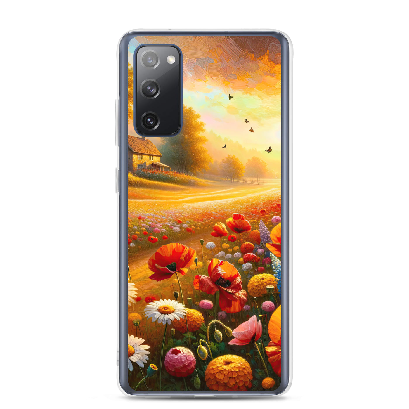 Ölgemälde eines Blumenfeldes im Sonnenuntergang, leuchtende Farbpalette - Samsung Schutzhülle (durchsichtig) camping xxx yyy zzz Samsung Galaxy S20 FE
