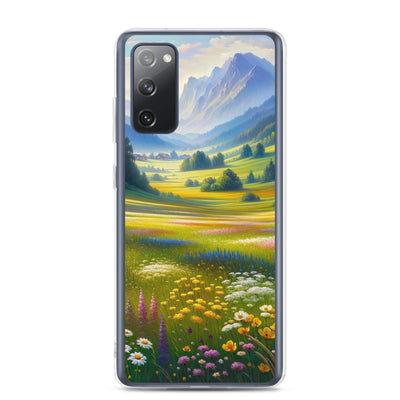 Ölgemälde einer Almwiese, Meer aus Wildblumen in Gelb- und Lilatönen - Samsung Schutzhülle (durchsichtig) berge xxx yyy zzz Samsung Galaxy S20 FE