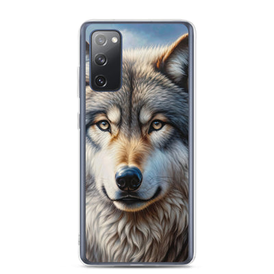 Porträt-Ölgemälde eines prächtigen Wolfes mit faszinierenden Augen (AN) - Samsung Schutzhülle (durchsichtig) xxx yyy zzz Samsung Galaxy S20 FE