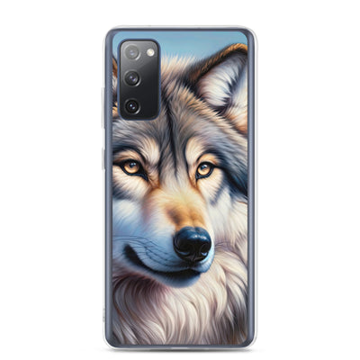 Ölgemäldeporträt eines majestätischen Wolfes mit intensiven Augen in der Berglandschaft (AN) - Samsung Schutzhülle (durchsichtig) xxx yyy zzz