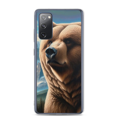 Realistisches Ölgemälde eines männlichen Bären in den Bergen mit Fokus auf Stärke und Schärfe - Samsung Schutzhülle (durchsichtig) camping xxx yyy zzz Samsung Galaxy S20 FE