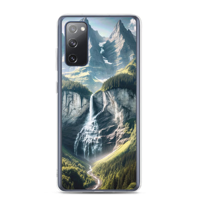 Foto der sommerlichen Alpen mit üppigen Gipfeln und Wasserfall - Samsung Schutzhülle (durchsichtig) berge xxx yyy zzz Samsung Galaxy S20 FE