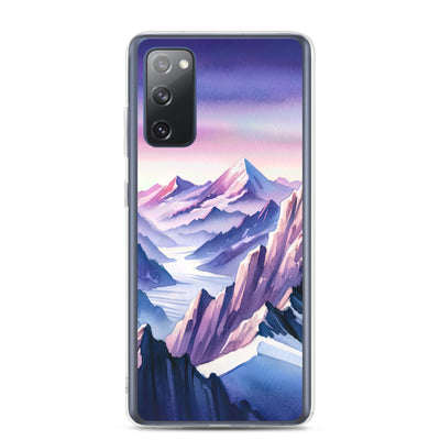 Aquarell eines Bergsteigers auf einem Alpengipfel in der Abenddämmerung - Samsung Schutzhülle (durchsichtig) wandern xxx yyy zzz Samsung Galaxy S20 FE