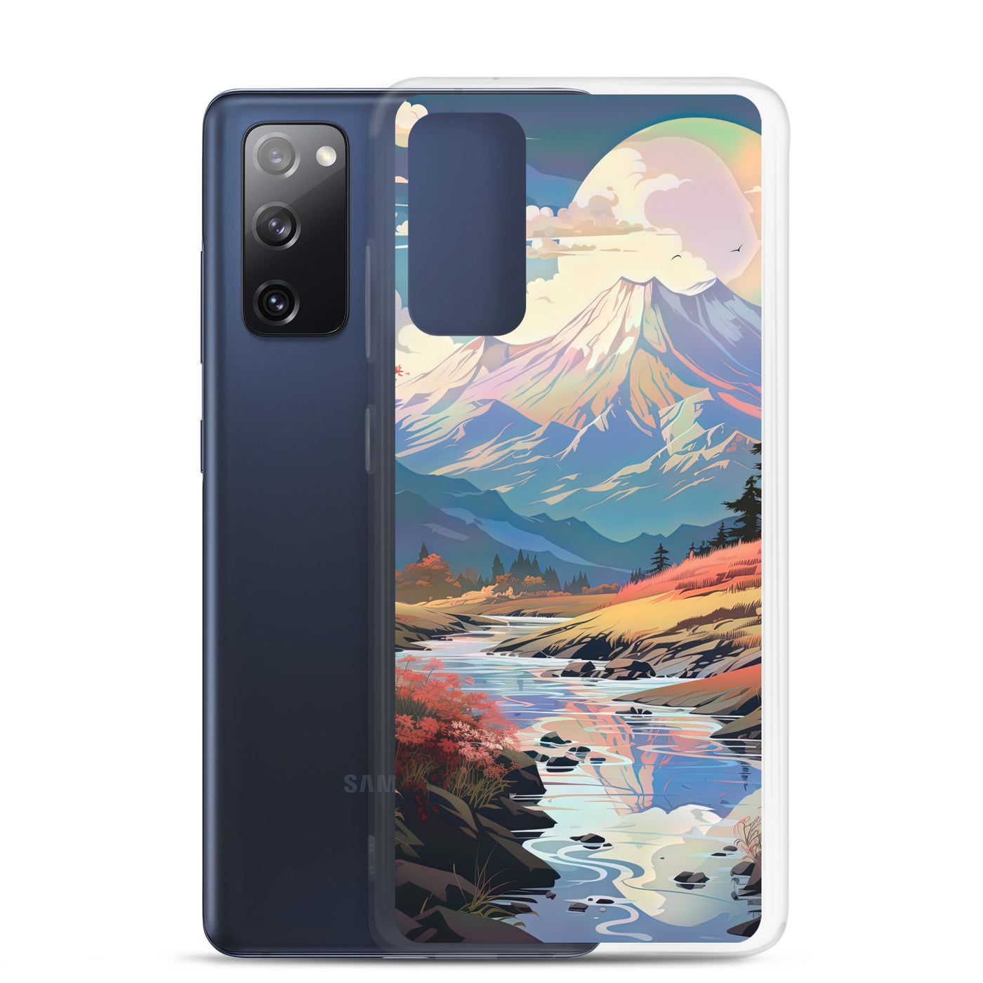 Berge. Fluss und Blumen - Malerei - Samsung Schutzhülle (durchsichtig) berge xxx