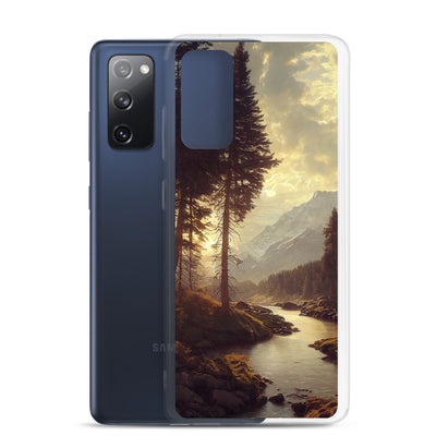 Landschaft mit Bergen, Fluss und Bäumen - Malerei - Samsung Schutzhülle (durchsichtig) berge xxx
