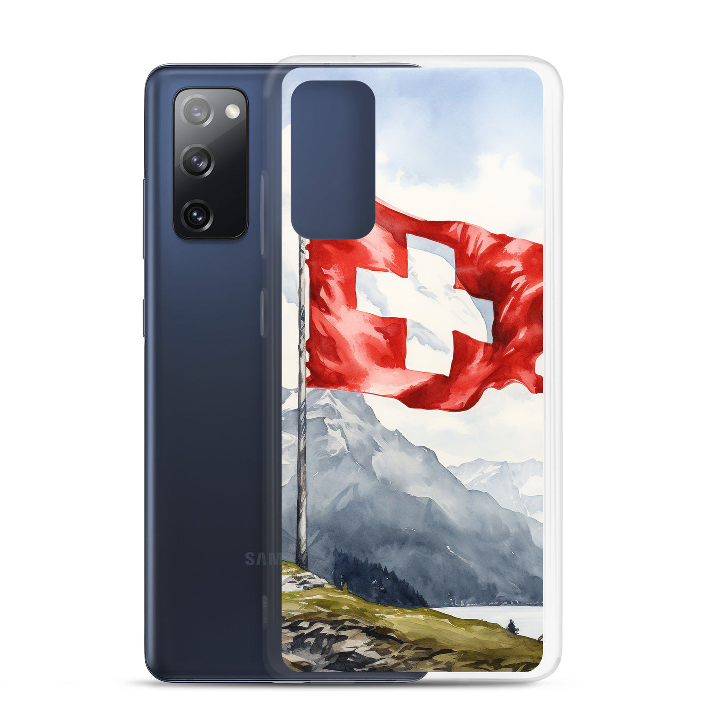 Schweizer Flagge und Berge im Hintergrund - Epische Stimmung - Malerei - Samsung Schutzhülle (durchsichtig) berge xxx