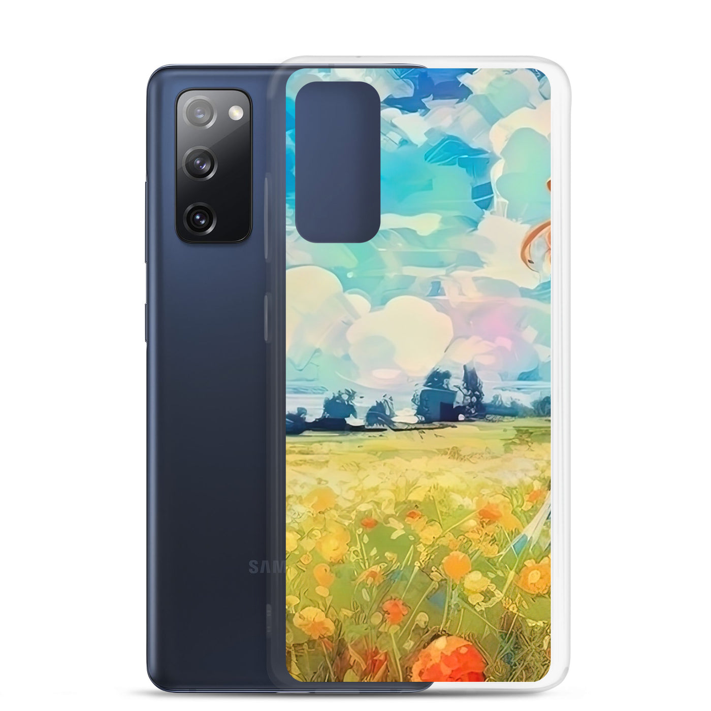 Dame mit Hut im Feld mit Blumen - Landschaftsmalerei - Samsung Schutzhülle (durchsichtig) camping xxx