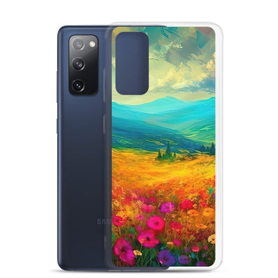 Berglandschaft und schöne farbige Blumen - Malerei - Samsung Schutzhülle (durchsichtig) berge xxx