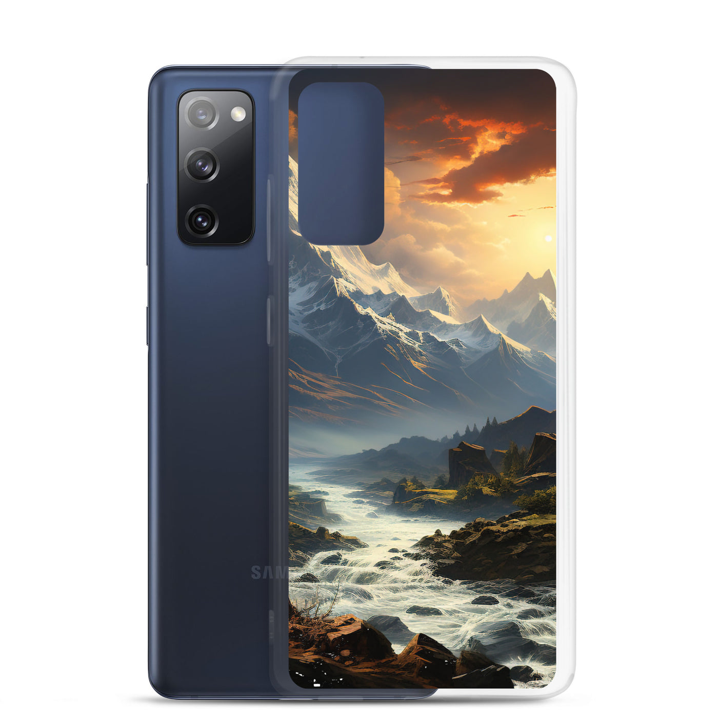 Berge, Sonne, steiniger Bach und Wolken - Epische Stimmung - Samsung Schutzhülle (durchsichtig) berge xxx