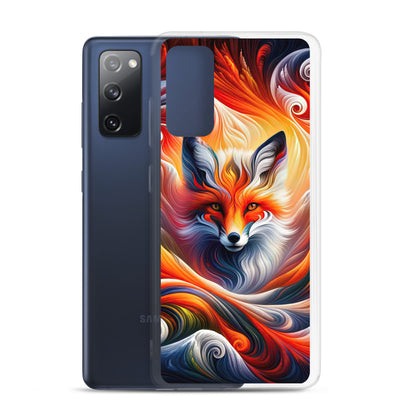 Abstraktes Kunstwerk, das den Geist der Alpen verkörpert. Leuchtender Fuchs in den Farben Orange, Rot, Weiß - Samsung Schutzhülle (durchsichtig) camping xxx yyy zzz