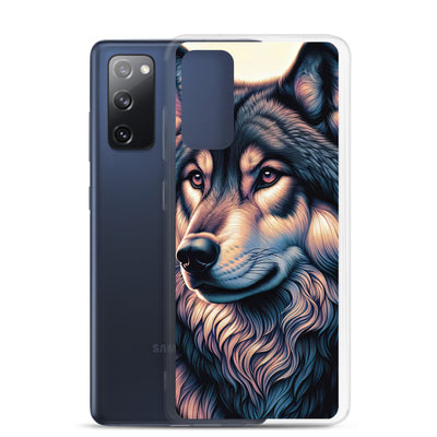 Majestätischer, glänzender Wolf in leuchtender Illustration (AN) - Samsung Schutzhülle (durchsichtig) xxx yyy zzz