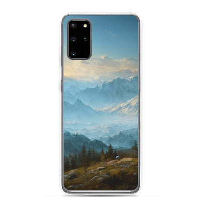 Schöne Berge mit Nebel bedeckt - Ölmalerei - Samsung Schutzhülle (durchsichtig) berge xxx Samsung Galaxy S20 Plus
