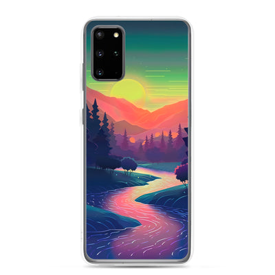 Berge, Fluss, Sonnenuntergang - Malerei - Samsung Schutzhülle (durchsichtig) berge xxx Samsung Galaxy S20 Plus