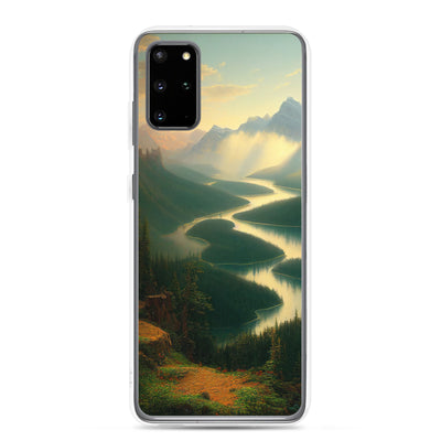 Landschaft mit Bergen, See und viel grüne Natur - Malerei - Samsung Schutzhülle (durchsichtig) berge xxx Samsung Galaxy S20 Plus