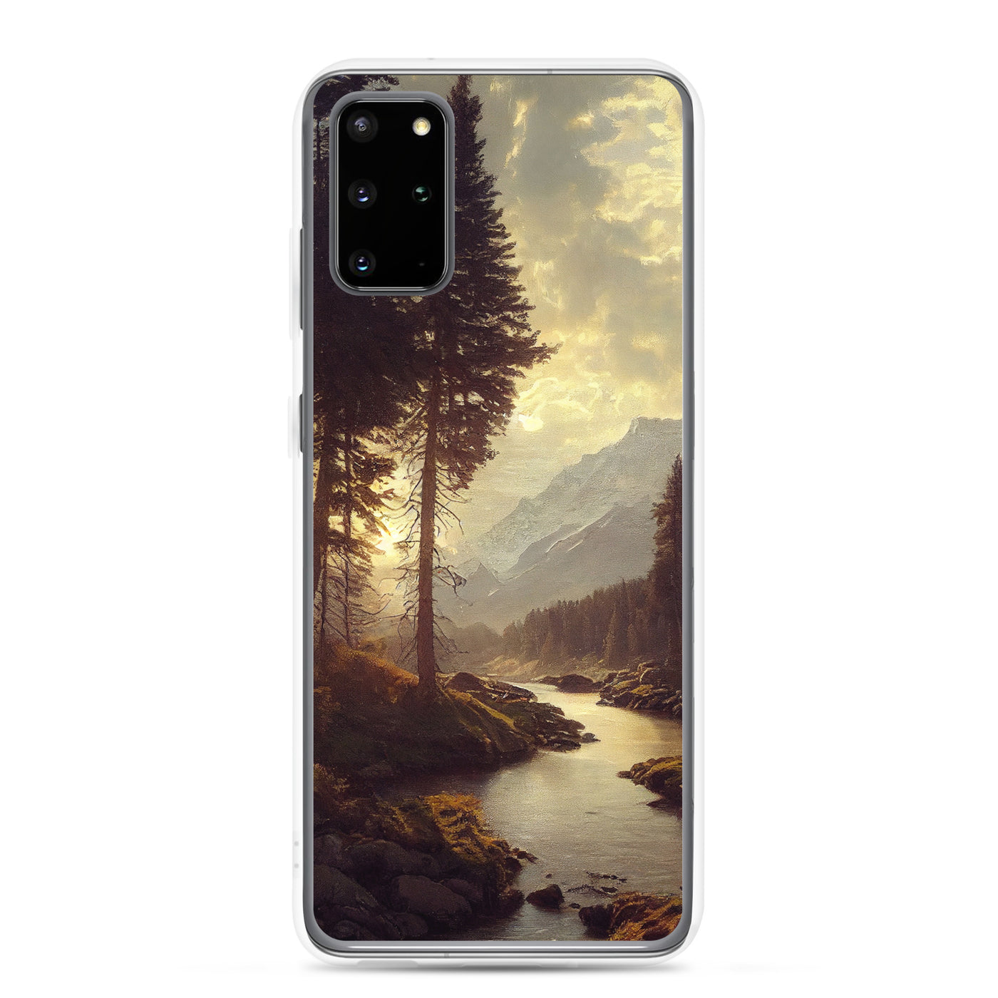 Landschaft mit Bergen, Fluss und Bäumen - Malerei - Samsung Schutzhülle (durchsichtig) berge xxx Samsung Galaxy S20 Plus