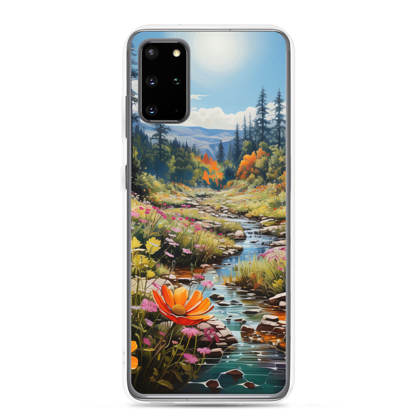 Berge, schöne Blumen und Bach im Wald - Samsung Schutzhülle (durchsichtig) berge xxx Samsung Galaxy S20 Plus