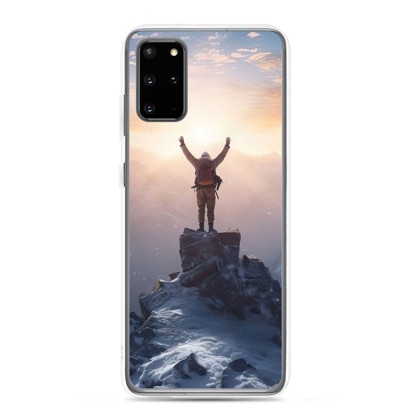 Mann auf der Spitze eines Berges - Landschaftsmalerei - Samsung Schutzhülle (durchsichtig) berge xxx Samsung Galaxy S20 Plus