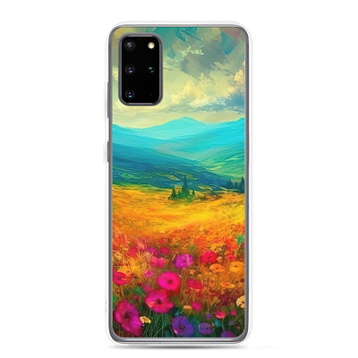 Berglandschaft und schöne farbige Blumen - Malerei - Samsung Schutzhülle (durchsichtig) berge xxx Samsung Galaxy S20 Plus