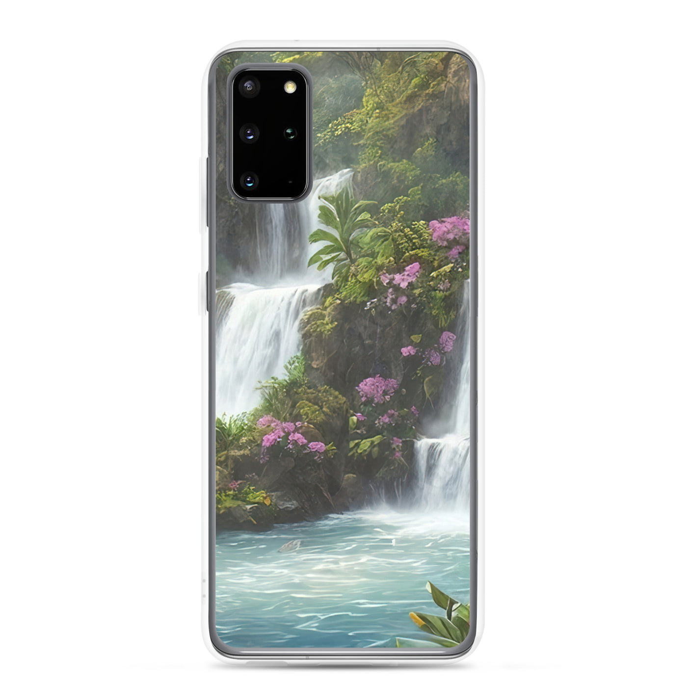Wasserfall im Wald und Blumen - Schöne Malerei - Samsung Schutzhülle (durchsichtig) camping xxx Samsung Galaxy S20 Plus