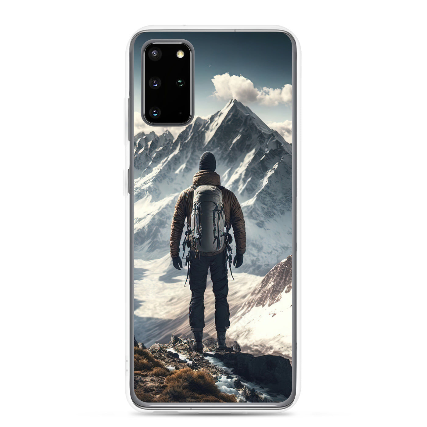 Wanderer auf Berg von hinten - Malerei - Samsung Schutzhülle (durchsichtig) berge xxx Samsung Galaxy S20 Plus