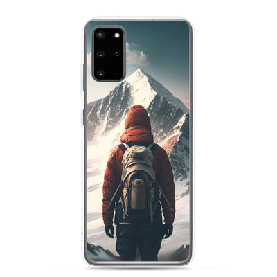Wanderer von hinten vor einem Berg - Malerei - Samsung Schutzhülle (durchsichtig) berge xxx Samsung Galaxy S20 Plus
