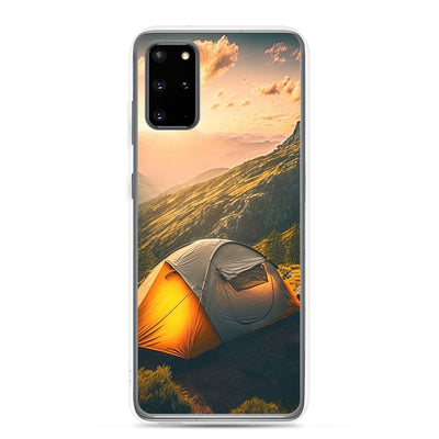 Zelt auf Berg im Sonnenaufgang - Landschafts - Samsung Schutzhülle (durchsichtig) camping xxx Samsung Galaxy S20 Plus