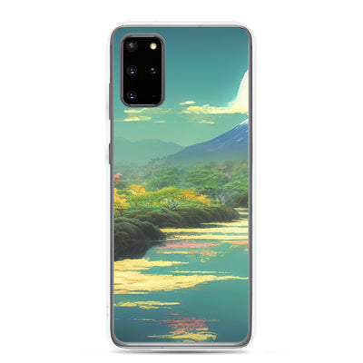 Berg, See und Wald mit pinken Bäumen - Landschaftsmalerei - Samsung Schutzhülle (durchsichtig) berge xxx Samsung Galaxy S20 Plus