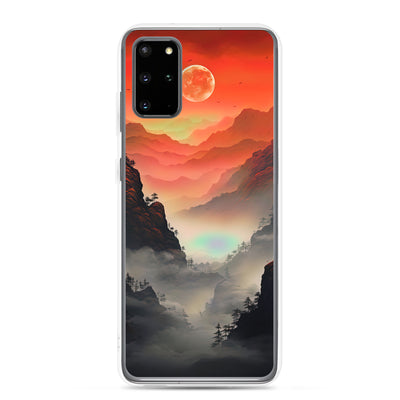 Gebirge, rote Farben und Nebel - Episches Kunstwerk - Samsung Schutzhülle (durchsichtig) berge xxx Samsung Galaxy S20 Plus