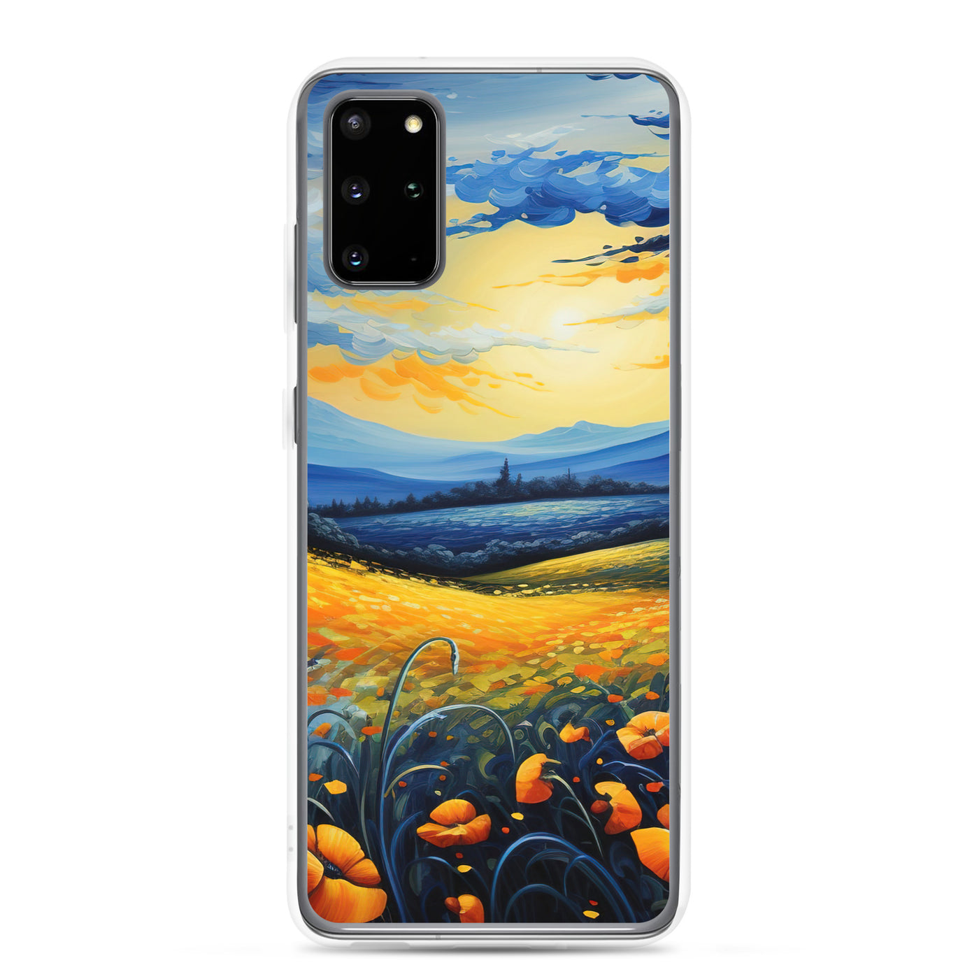 Berglandschaft mit schönen gelben Blumen - Landschaftsmalerei - Samsung Schutzhülle (durchsichtig) berge xxx Samsung Galaxy S20 Plus
