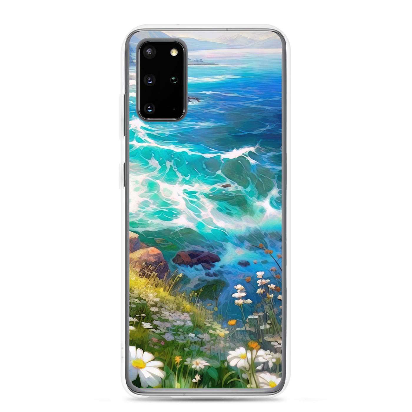 Berge, Blumen, Fluss und Steine - Malerei - Samsung Schutzhülle (durchsichtig) camping xxx Samsung Galaxy S20 Plus