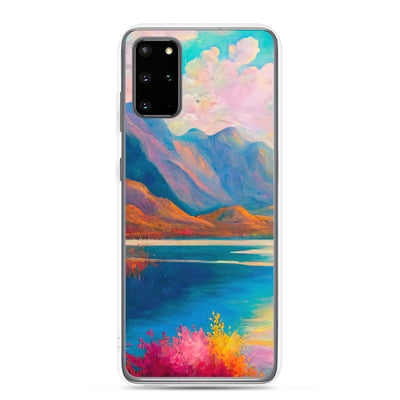 Berglandschaft und Bergsee - Farbige Ölmalerei - Samsung Schutzhülle (durchsichtig) berge xxx Samsung Galaxy S20 Plus
