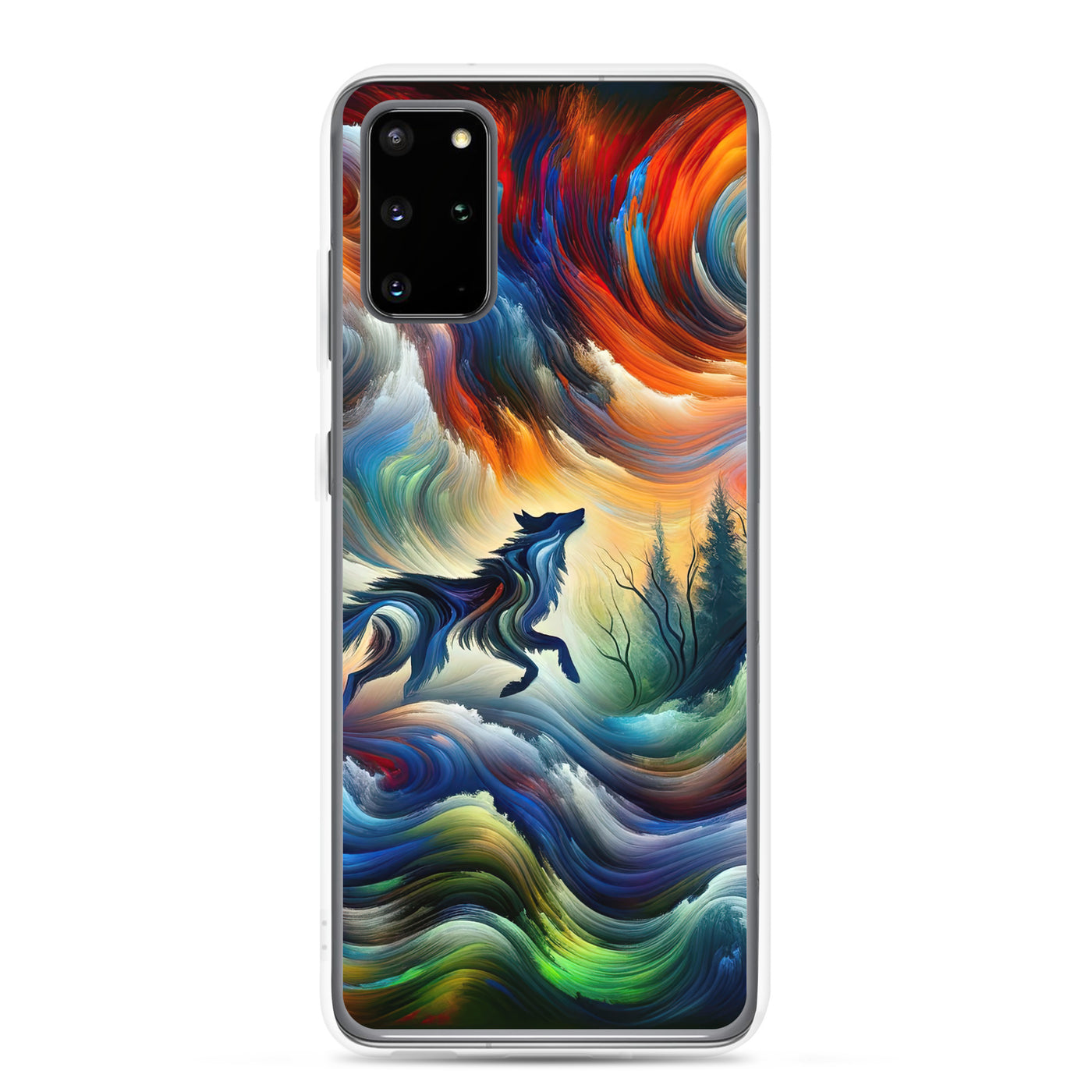 Alpen Abstraktgemälde mit Wolf Silhouette in lebhaften Farben (AN) - Samsung Schutzhülle (durchsichtig) xxx yyy zzz Samsung Galaxy S20 Plus