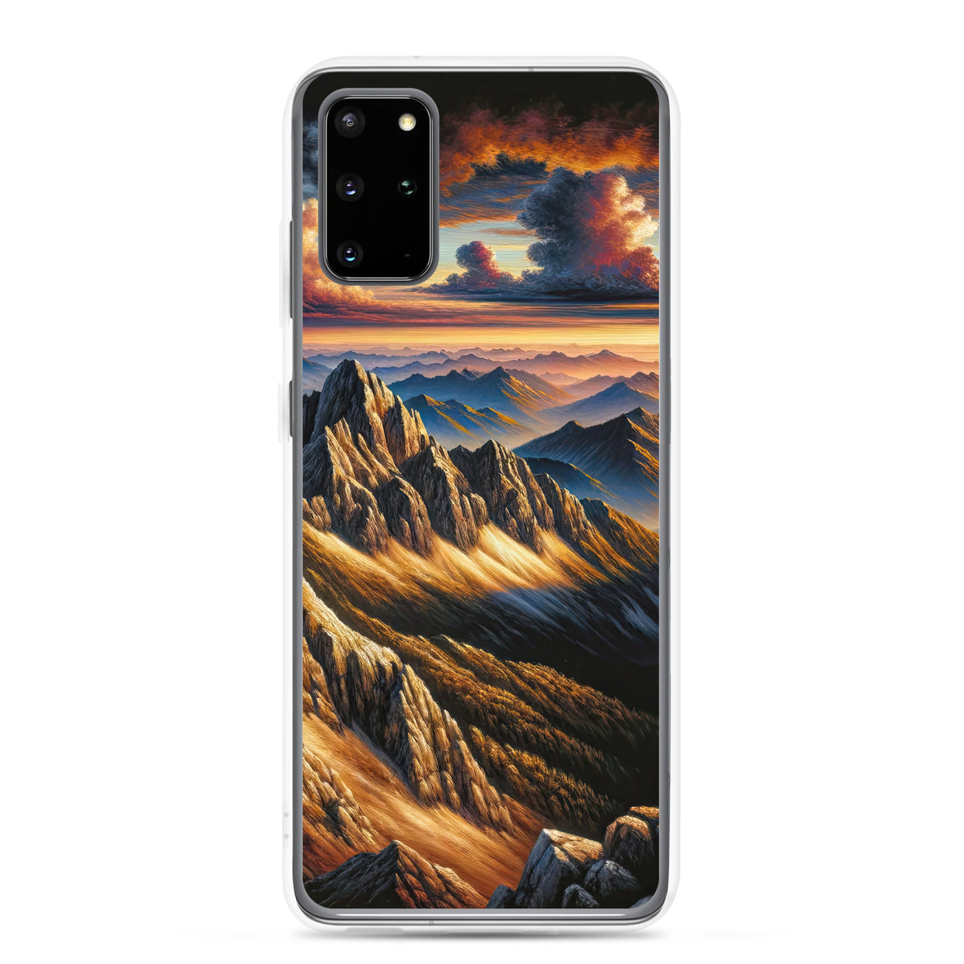 Alpen in Abenddämmerung: Acrylgemälde mit beleuchteten Berggipfeln - Samsung Schutzhülle (durchsichtig) berge xxx yyy zzz Samsung Galaxy S20 Plus