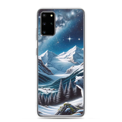 Sternennacht und Eisbär: Acrylgemälde mit Milchstraße, Alpen und schneebedeckte Gipfel - Samsung Schutzhülle (durchsichtig) camping xxx yyy zzz Samsung Galaxy S20 Plus