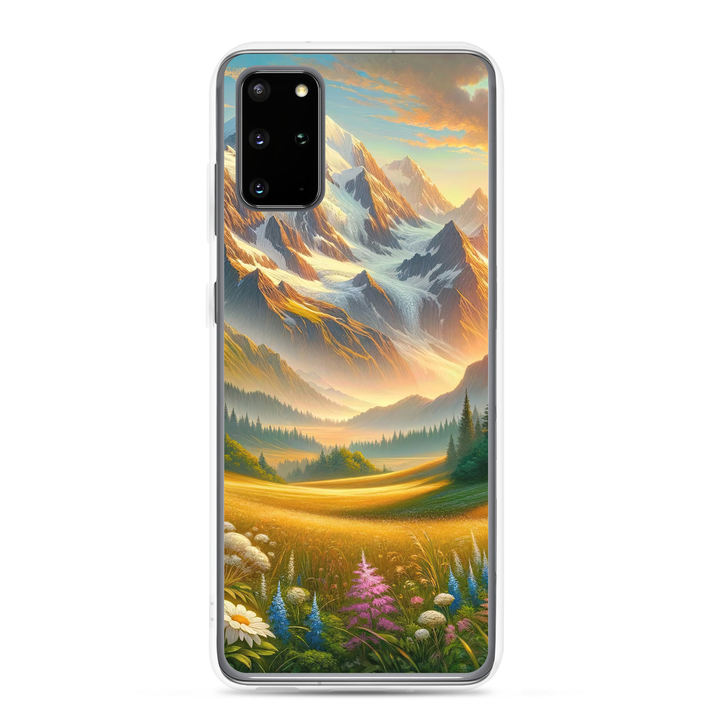 Heitere Alpenschönheit: Schneeberge und Wildblumenwiesen - Samsung Schutzhülle (durchsichtig) berge xxx yyy zzz Samsung Galaxy S20 Plus