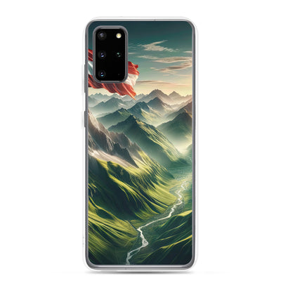 Alpen Gebirge: Fotorealistische Bergfläche mit Österreichischer Flagge - Samsung Schutzhülle (durchsichtig) berge xxx yyy zzz Samsung Galaxy S20 Plus