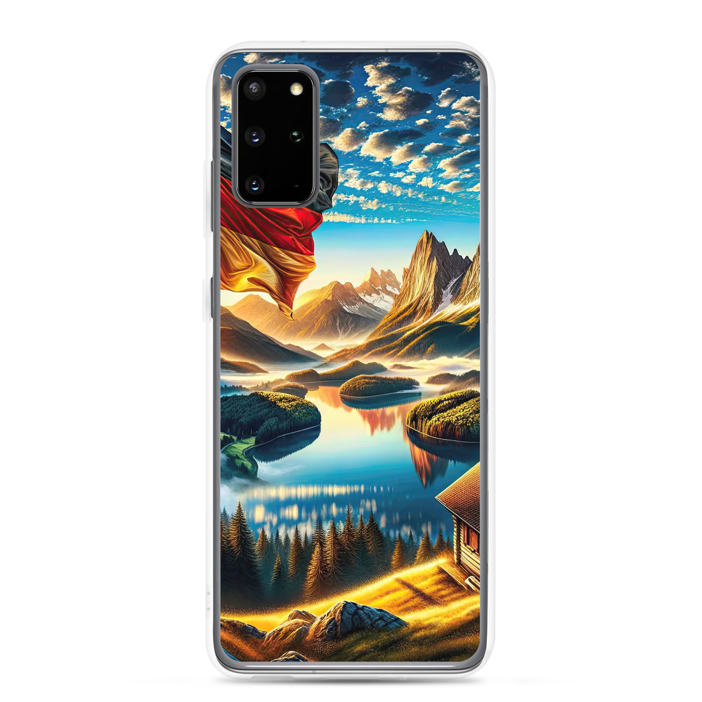 Alpen Gebirge im Morgenlicht: Kunstwerk mit Deutsche Flagge - Samsung Schutzhülle (durchsichtig) berge xxx yyy zzz Samsung Galaxy S20 Plus