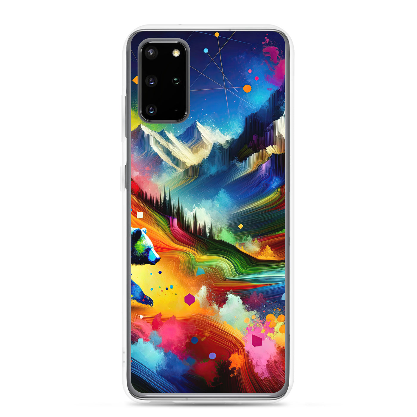 Neonfarbener Alpen Bär in abstrakten geometrischen Formen - Samsung Schutzhülle (durchsichtig) camping xxx yyy zzz Samsung Galaxy S20 Plus