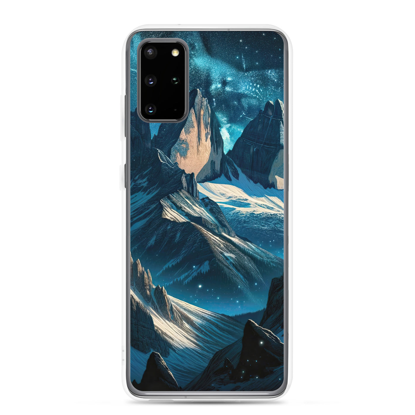Fuchs in Alpennacht: Digitale Kunst der eisigen Berge im Mondlicht - Samsung Schutzhülle (durchsichtig) camping xxx yyy zzz Samsung Galaxy S20 Plus
