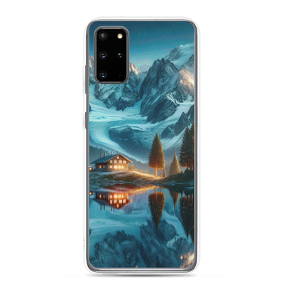 Stille Alpenmajestätik: Digitale Kunst mit Schnee und Bergsee-Spiegelung - Samsung Schutzhülle (durchsichtig) berge xxx yyy zzz Samsung Galaxy S20 Plus