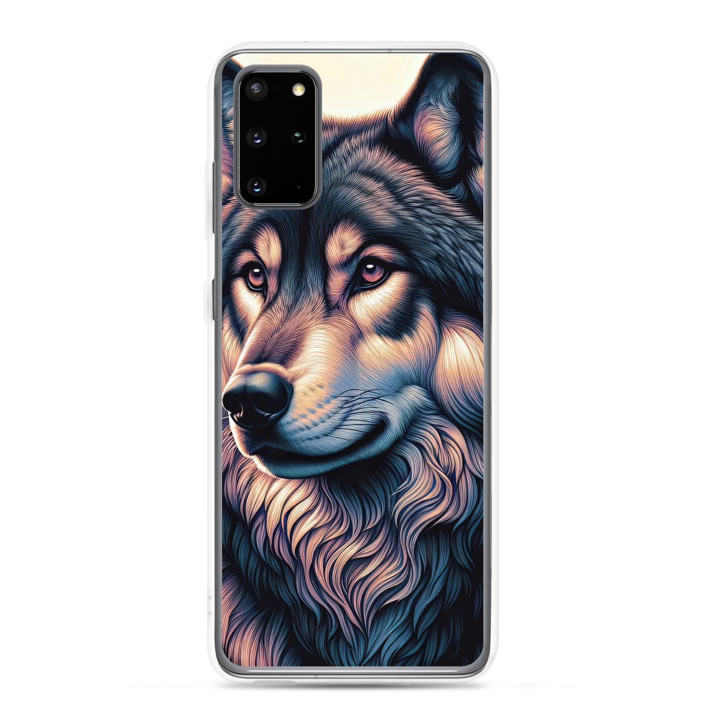 Majestätischer, glänzender Wolf in leuchtender Illustration (AN) - Samsung Schutzhülle (durchsichtig) xxx yyy zzz Samsung Galaxy S20 Plus