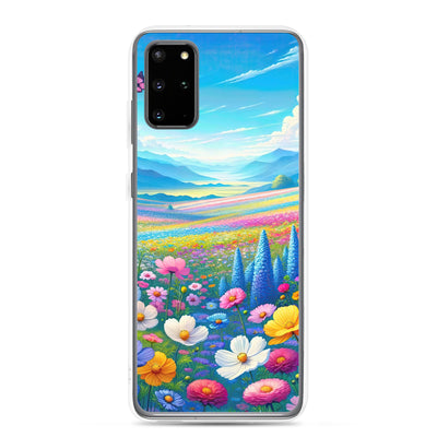 Weitläufiges Blumenfeld unter himmelblauem Himmel, leuchtende Flora - Samsung Schutzhülle (durchsichtig) camping xxx yyy zzz Samsung Galaxy S20 Plus