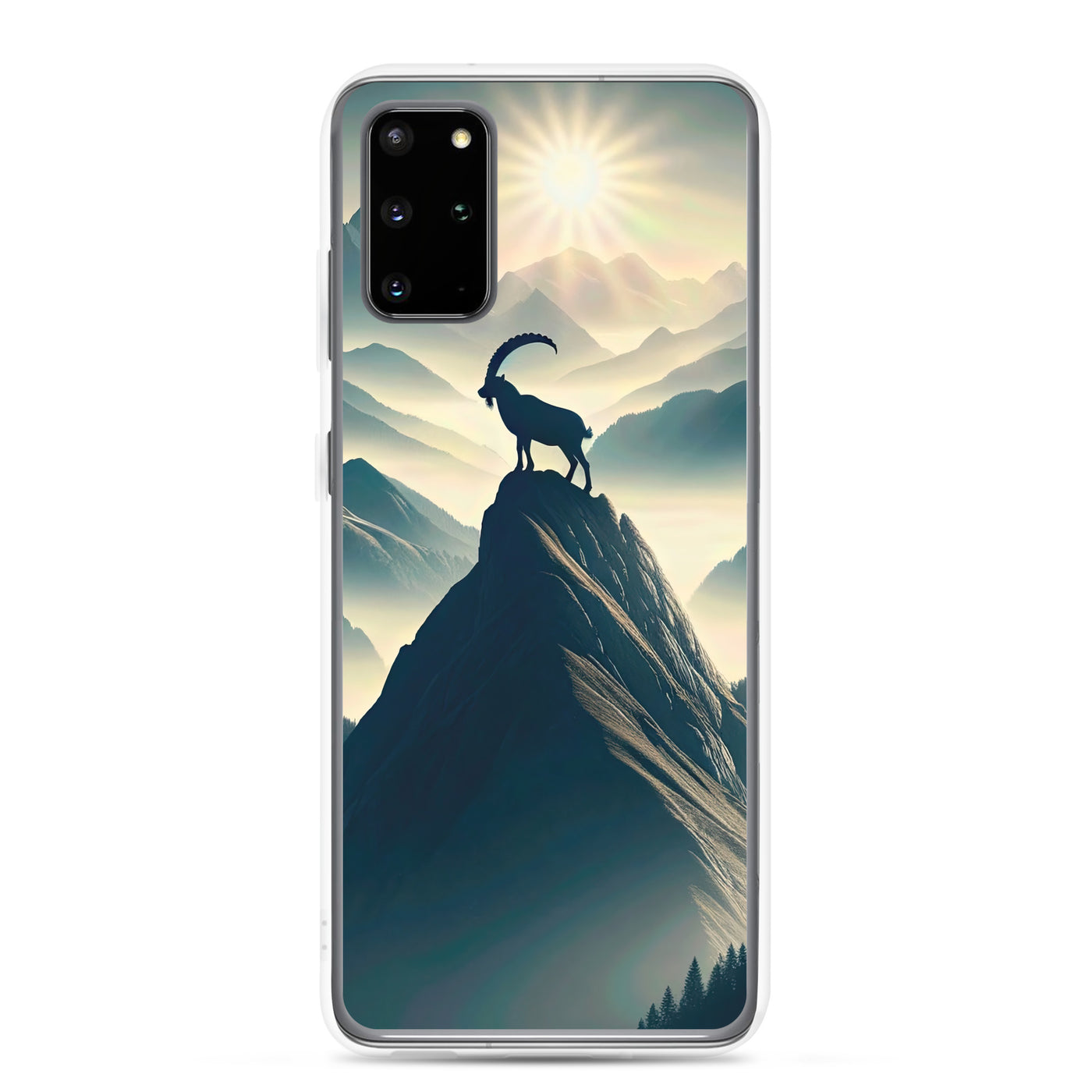 Morgendlicher Steinbock auf Alpengipfel, steile Berghänge - Samsung Schutzhülle (durchsichtig) berge xxx yyy zzz Samsung Galaxy S20 Plus