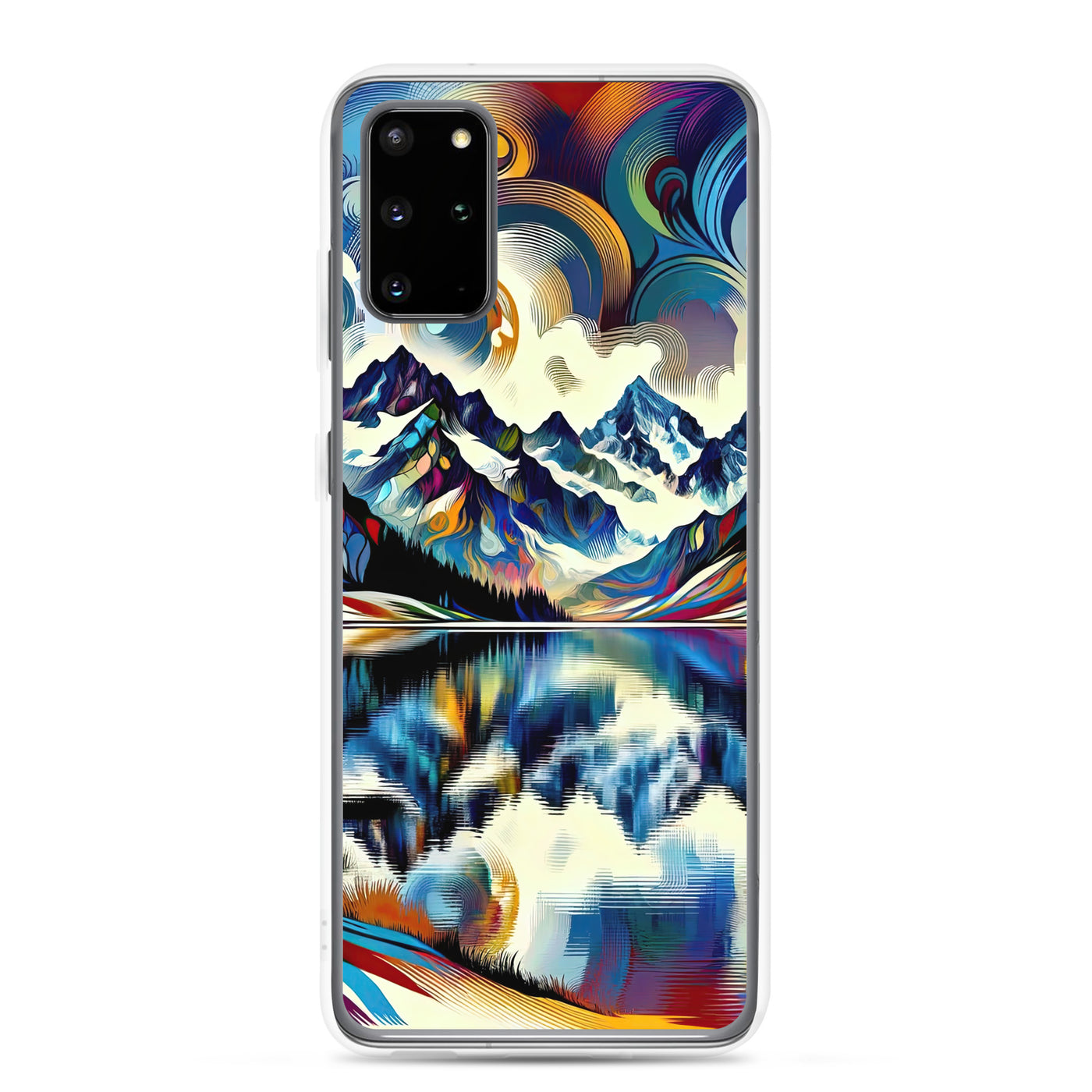 Alpensee im Zentrum eines abstrakt-expressionistischen Alpen-Kunstwerks - Samsung Schutzhülle (durchsichtig) berge xxx yyy zzz Samsung Galaxy S20 Plus