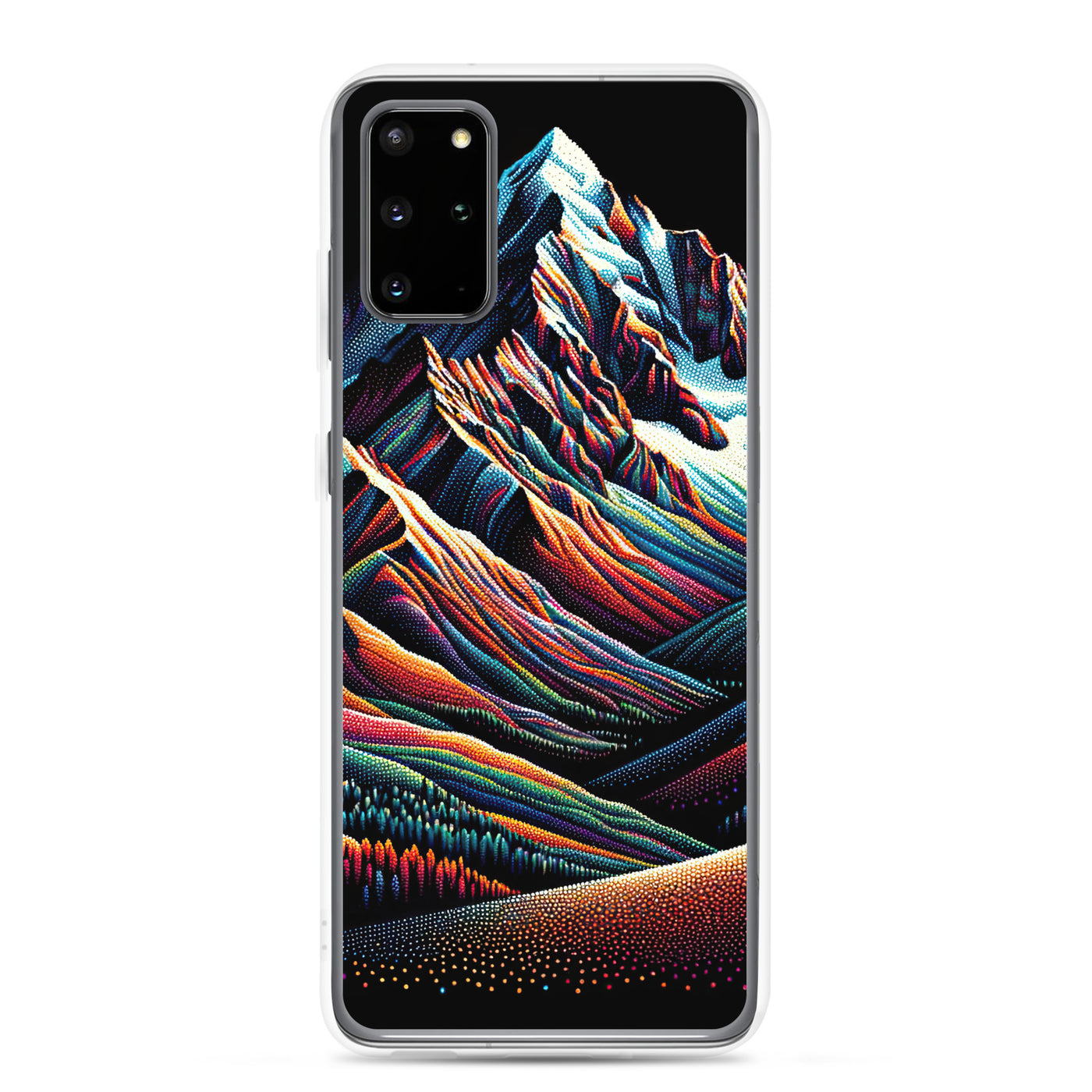 Pointillistische Darstellung der Alpen, Farbpunkte formen die Landschaft - Samsung Schutzhülle (durchsichtig) berge xxx yyy zzz Samsung Galaxy S20 Plus