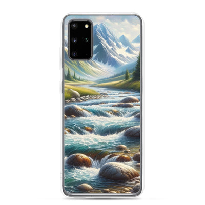 Ölgemälde eines Gebirgsbachs durch felsige Landschaft - Samsung Schutzhülle (durchsichtig) berge xxx yyy zzz Samsung Galaxy S20 Plus