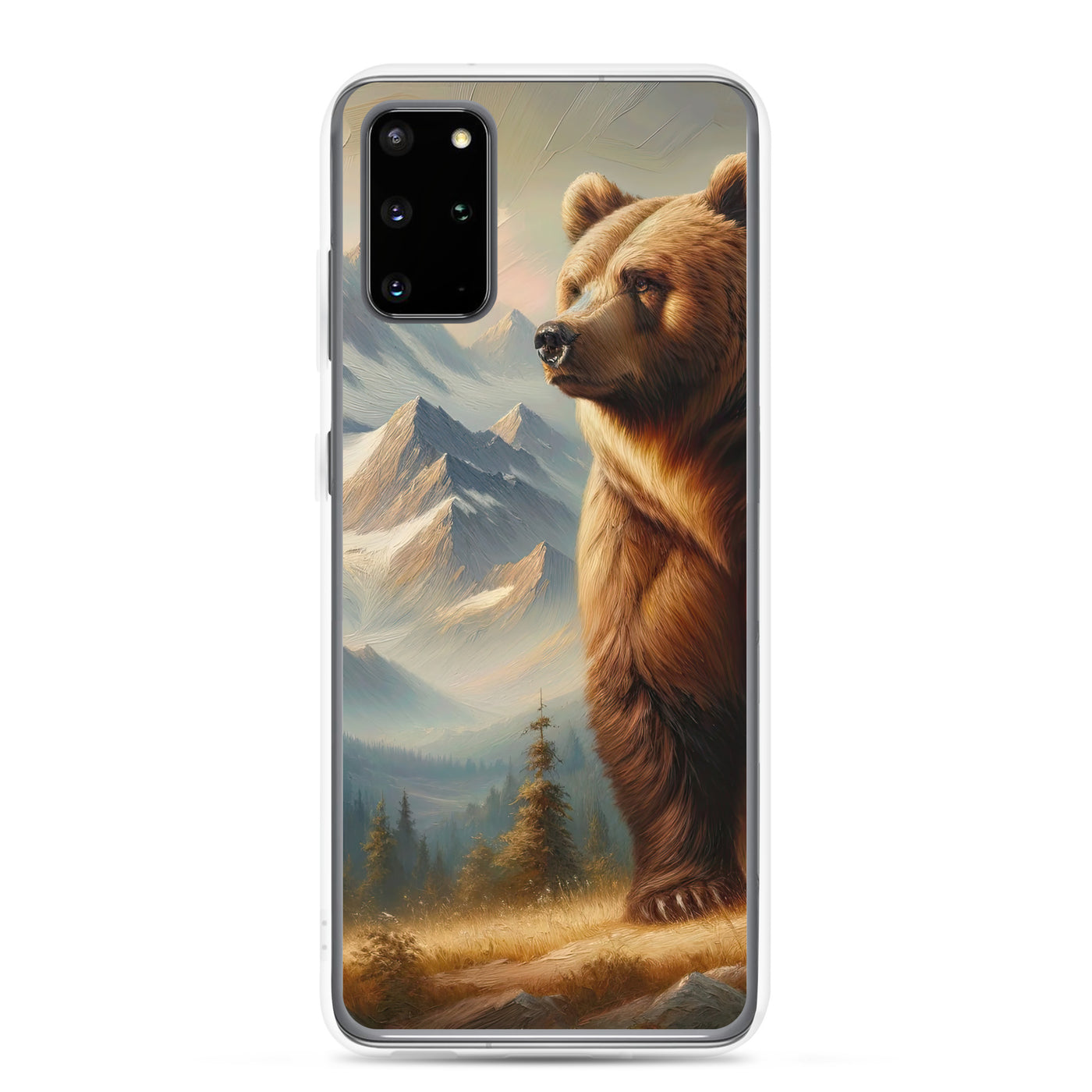 Ölgemälde eines königlichen Bären vor der majestätischen Alpenkulisse - Samsung Schutzhülle (durchsichtig) camping xxx yyy zzz Samsung Galaxy S20 Plus