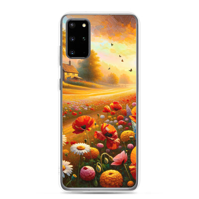 Ölgemälde eines Blumenfeldes im Sonnenuntergang, leuchtende Farbpalette - Samsung Schutzhülle (durchsichtig) camping xxx yyy zzz Samsung Galaxy S20 Plus