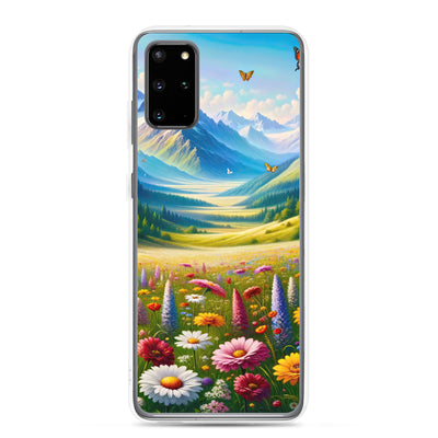 Ölgemälde einer ruhigen Almwiese, Oase mit bunter Wildblumenpracht - Samsung Schutzhülle (durchsichtig) camping xxx yyy zzz Samsung Galaxy S20 Plus